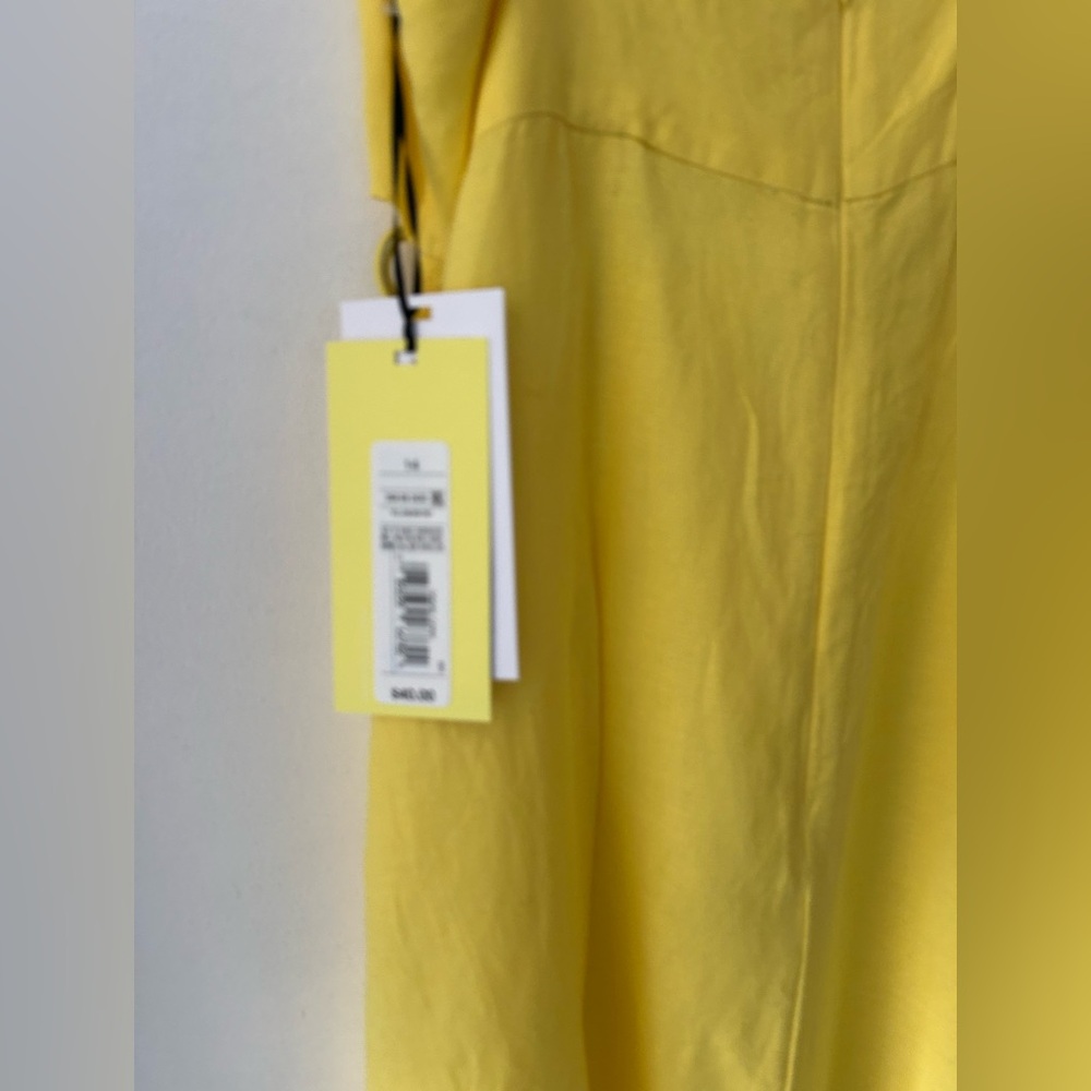 NWT Future Collective x Jenee Naylor Yellow Linen Blend Ring Maxi Dress Size 14 - Picture 8 of 10